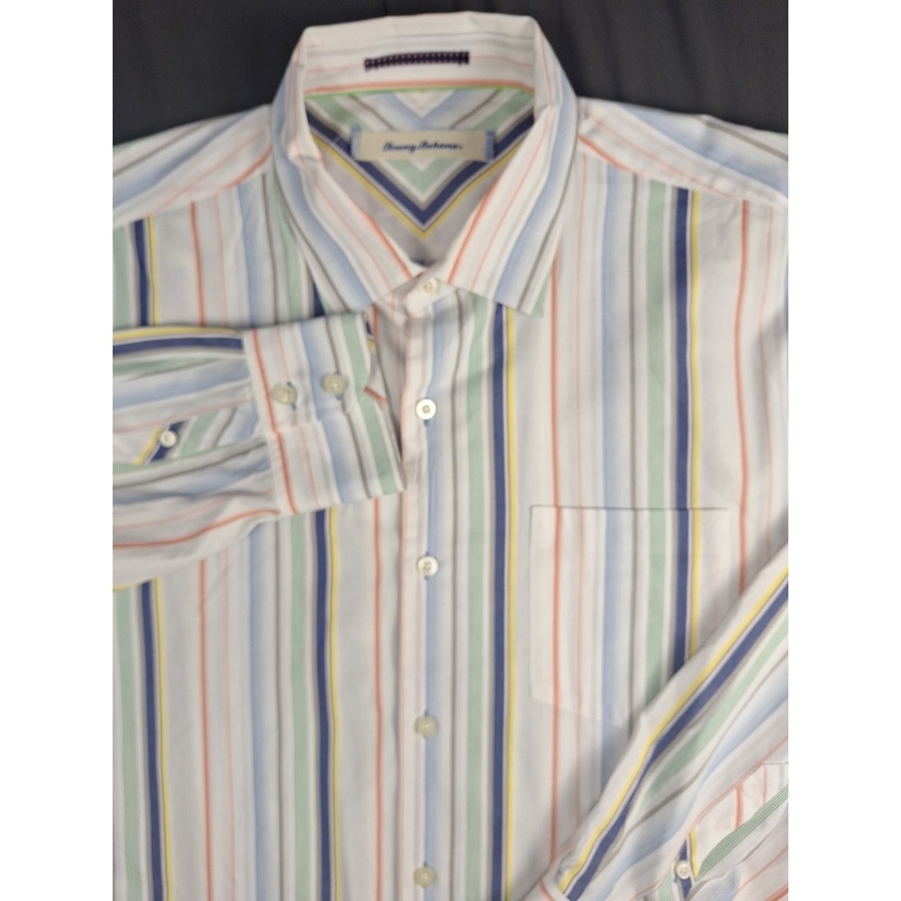 Tommy Bahama Mens XL Cotton Silk Blend‎ Western Striped Long Sleeve Cowboy Rodeo